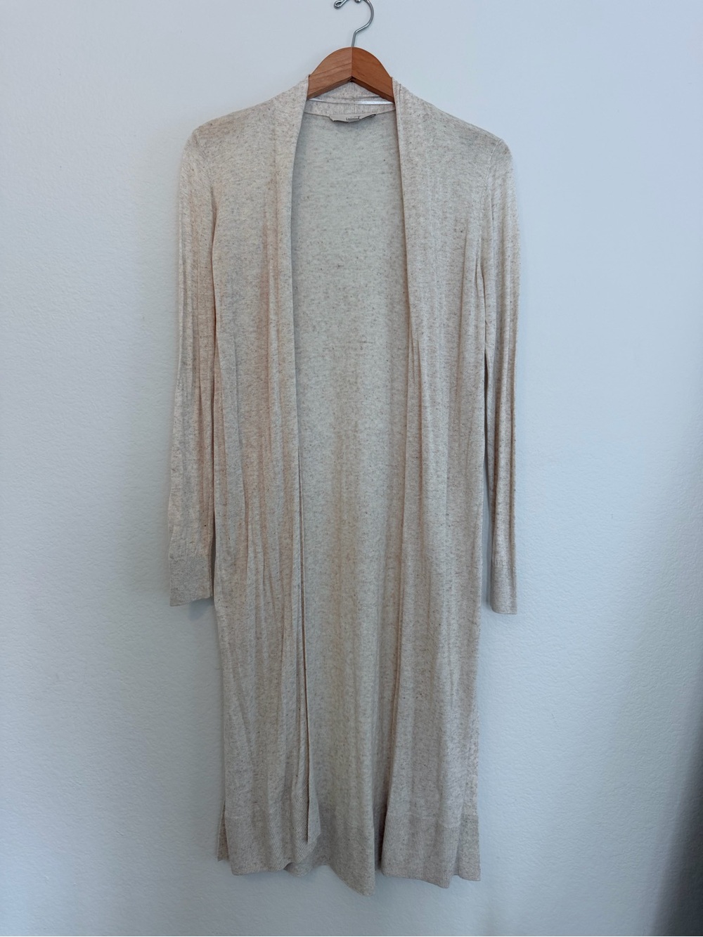 LOFT Heathered Light Beige Open-Front Longcardigan Sweater - size S